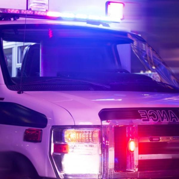 ambulance with lights on